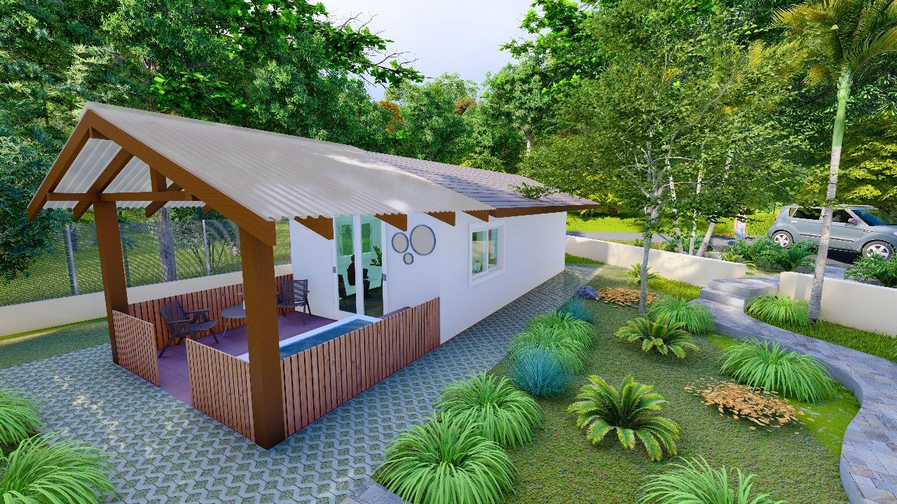 Concepto de terraza de vivienda compacta